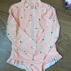 Peach Kids Swimwear with Lemon Print